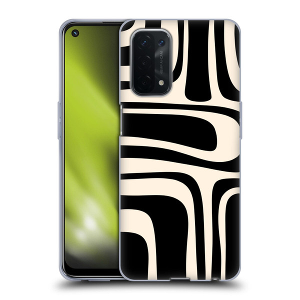 Kierkegaard Design Studio Retro Abstract Patterns Palm Springs Black Cream Soft Gel Case for OPPO A54 5G