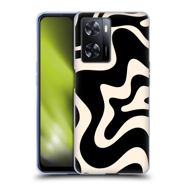 Kierkegaard Design Studio Retro Abstract Patterns Black Almond Cream Swirl Soft Gel Case for OPPO A57s