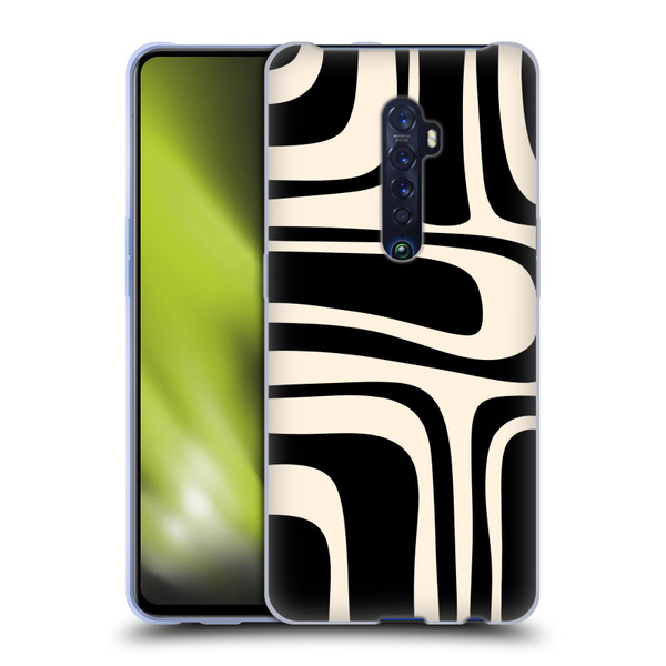 Kierkegaard Design Studio Retro Abstract Patterns Palm Springs Black Cream Soft Gel Case for OPPO Reno 2