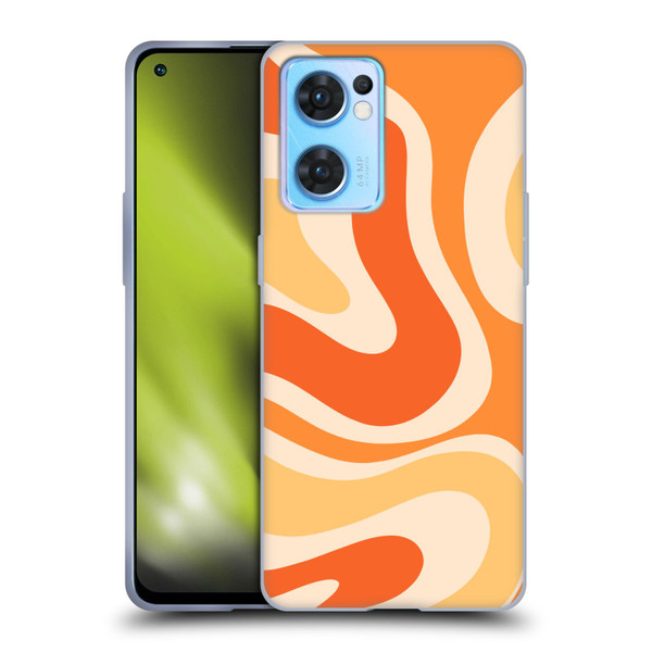 Kierkegaard Design Studio Retro Abstract Patterns Modern Orange Tangerine Swirl Soft Gel Case for OPPO Reno7 5G / Find X5 Lite