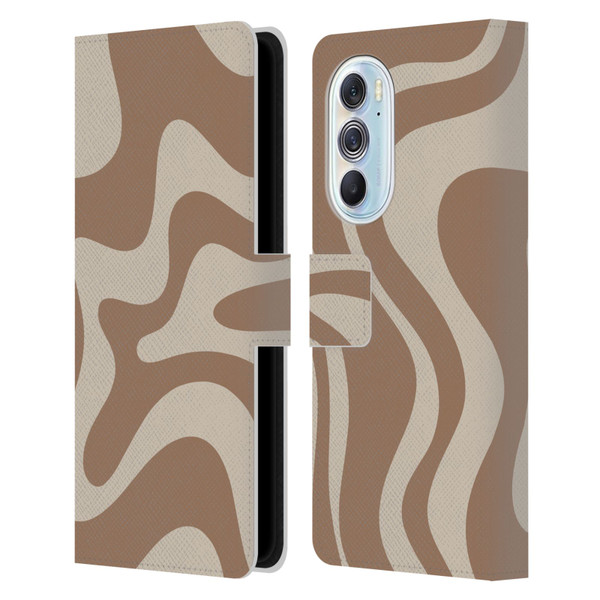 Kierkegaard Design Studio Retro Abstract Patterns Milk Brown Beige Swirl Leather Book Wallet Case Cover For Motorola Edge X30