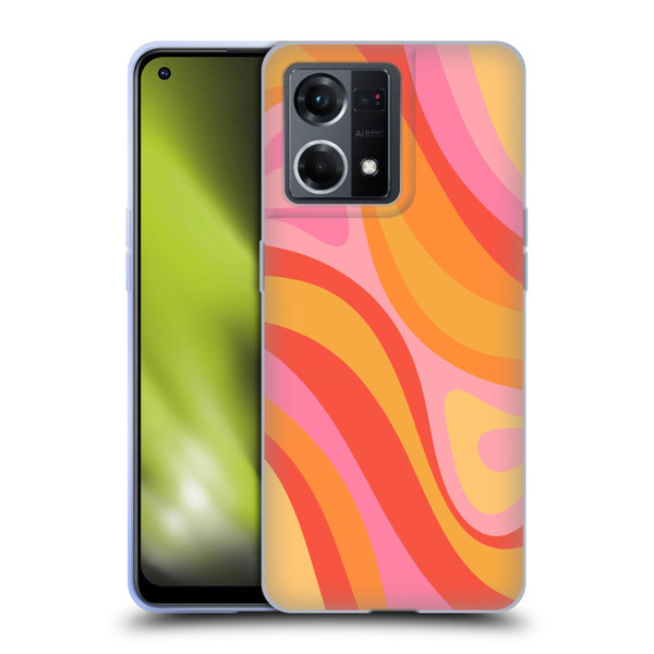Kierkegaard Design Studio Retro Abstract Patterns Pink Orange Yellow Swirl Soft Gel Case for OPPO Reno8 4G