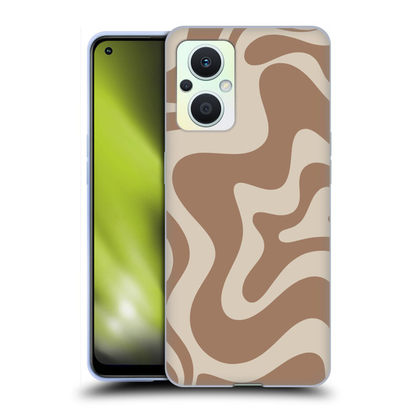 Kierkegaard Design Studio Retro Abstract Patterns Milk Brown Beige Swirl Soft Gel Case for OPPO Reno8 Lite