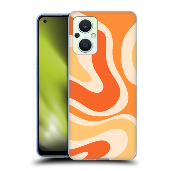 Kierkegaard Design Studio Retro Abstract Patterns Modern Orange Tangerine Swirl Soft Gel Case for OPPO Reno8 Lite