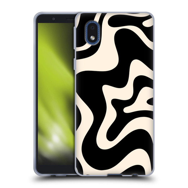 Kierkegaard Design Studio Retro Abstract Patterns Black Almond Cream Swirl Soft Gel Case for Samsung Galaxy A01 Core (2020)