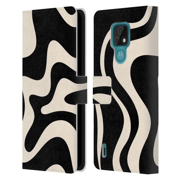 Kierkegaard Design Studio Retro Abstract Patterns Black Almond Cream Swirl Leather Book Wallet Case Cover For Motorola Moto E7