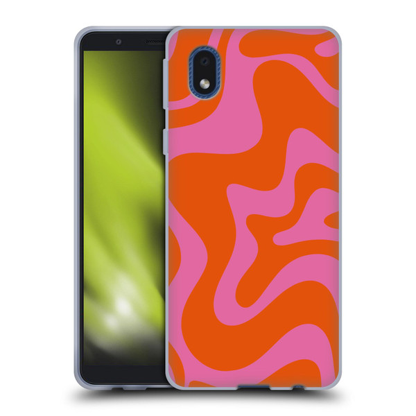 Kierkegaard Design Studio Retro Abstract Patterns Hot Pink Orange Swirl Soft Gel Case for Samsung Galaxy A01 Core (2020)