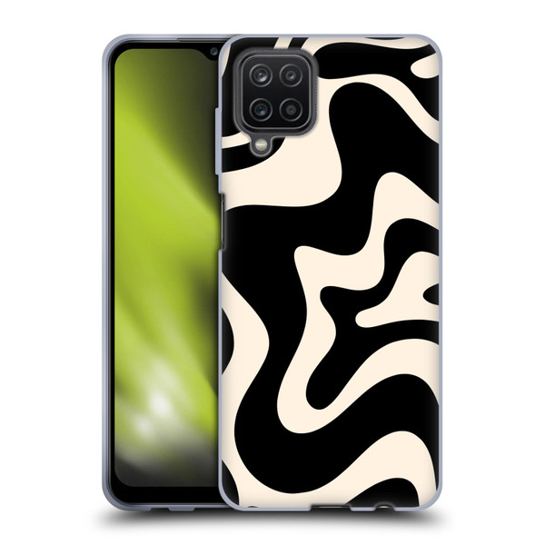 Kierkegaard Design Studio Retro Abstract Patterns Black Almond Cream Swirl Soft Gel Case for Samsung Galaxy A12 (2020)