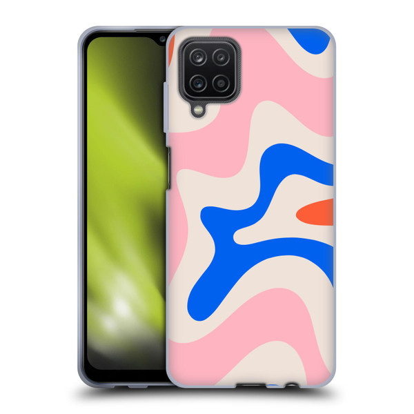 Kierkegaard Design Studio Retro Abstract Patterns Pink Blue Orange Swirl Soft Gel Case for Samsung Galaxy A12 (2020)