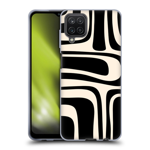 Kierkegaard Design Studio Retro Abstract Patterns Palm Springs Black Cream Soft Gel Case for Samsung Galaxy A12 (2020)