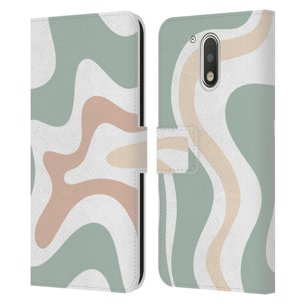 Kierkegaard Design Studio Retro Abstract Patterns Celadon Sage Swirl Leather Book Wallet Case Cover For Motorola Moto G41