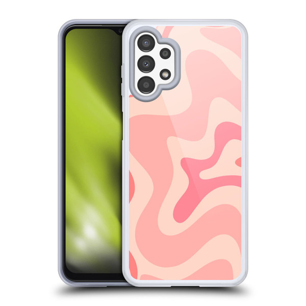 Kierkegaard Design Studio Retro Abstract Patterns Soft Pink Liquid Swirl Soft Gel Case for Samsung Galaxy A13 (2022)