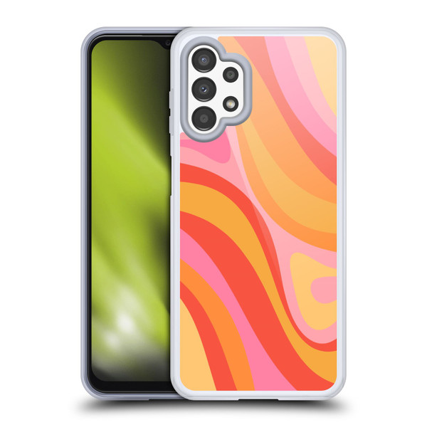 Kierkegaard Design Studio Retro Abstract Patterns Pink Orange Yellow Swirl Soft Gel Case for Samsung Galaxy A13 (2022)