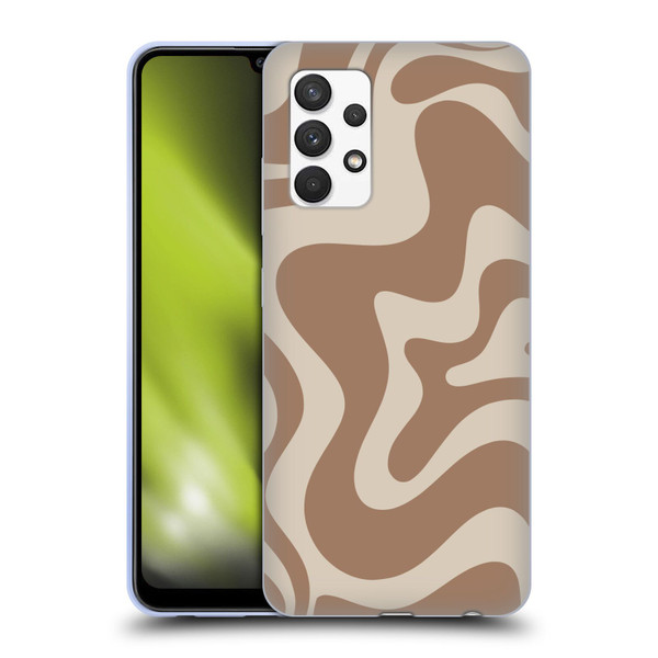 Kierkegaard Design Studio Retro Abstract Patterns Milk Brown Beige Swirl Soft Gel Case for Samsung Galaxy A32 (2021)