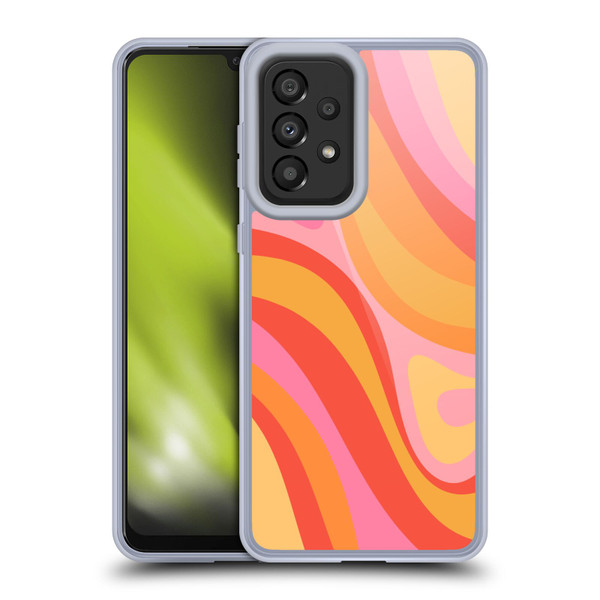 Kierkegaard Design Studio Retro Abstract Patterns Pink Orange Yellow Swirl Soft Gel Case for Samsung Galaxy A33 5G (2022)
