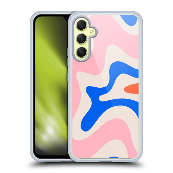 Kierkegaard Design Studio Retro Abstract Patterns Pink Blue Orange Swirl Soft Gel Case for Samsung Galaxy A34 5G