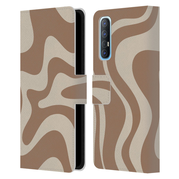 Kierkegaard Design Studio Retro Abstract Patterns Milk Brown Beige Swirl Leather Book Wallet Case Cover For OPPO Find X2 Neo 5G