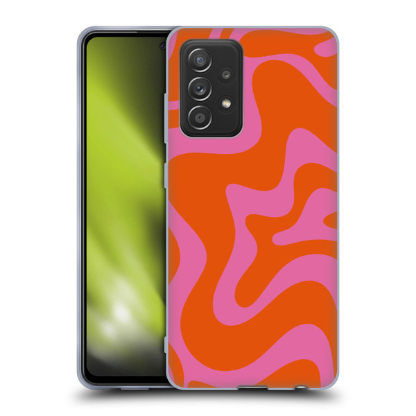 Kierkegaard Design Studio Retro Abstract Patterns Hot Pink Orange Swirl Soft Gel Case for Samsung Galaxy A52 / A52s / 5G (2021)