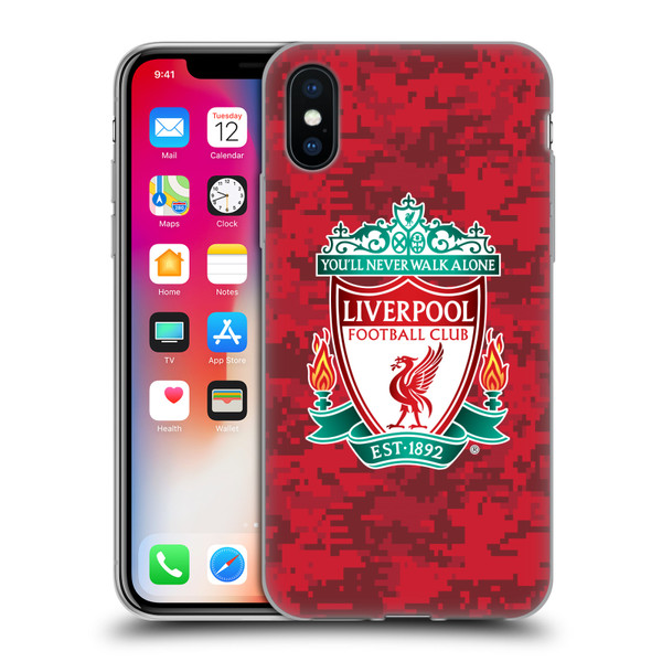 Liverpool Football Club Digital Camouflage Home Red Crest Soft Gel Case for Apple iPhone X / iPhone XS