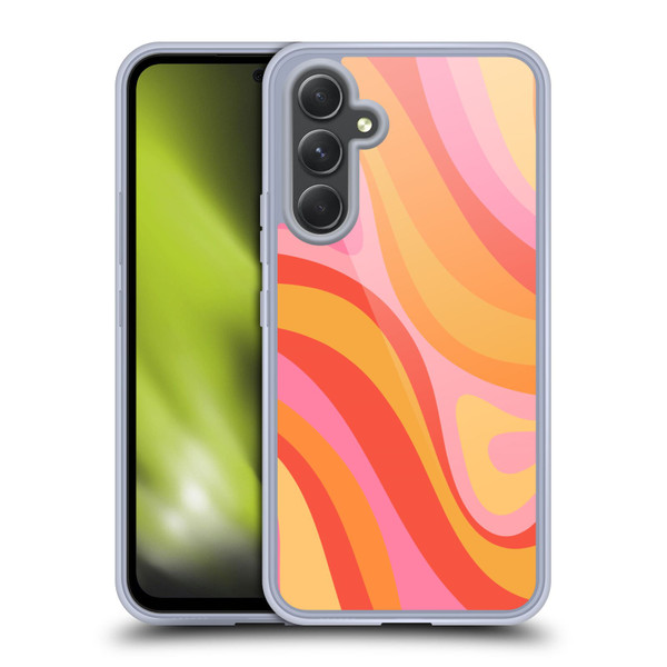 Kierkegaard Design Studio Retro Abstract Patterns Pink Orange Yellow Swirl Soft Gel Case for Samsung Galaxy A54 5G