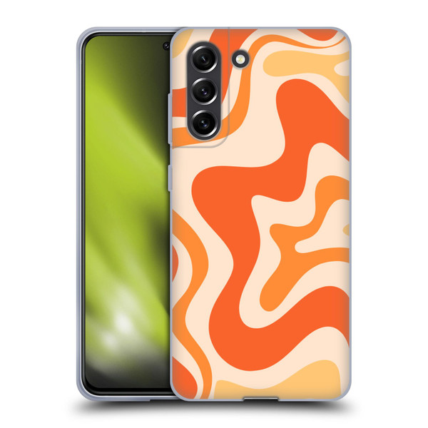 Kierkegaard Design Studio Retro Abstract Patterns Tangerine Orange Tone Soft Gel Case for Samsung Galaxy S21 FE 5G