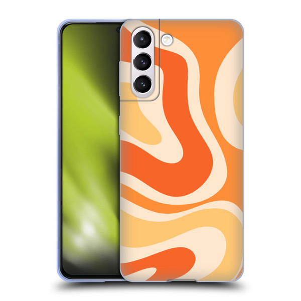 Kierkegaard Design Studio Retro Abstract Patterns Modern Orange Tangerine Swirl Soft Gel Case for Samsung Galaxy S21 5G