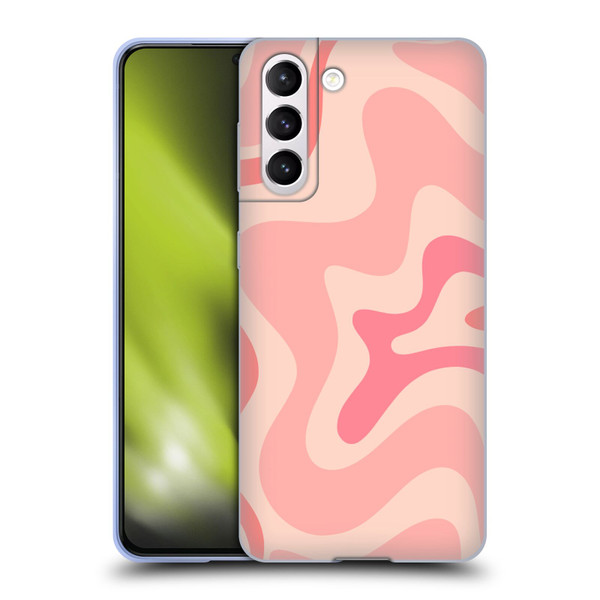 Kierkegaard Design Studio Retro Abstract Patterns Soft Pink Liquid Swirl Soft Gel Case for Samsung Galaxy S21 5G