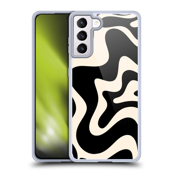Kierkegaard Design Studio Retro Abstract Patterns Black Almond Cream Swirl Soft Gel Case for Samsung Galaxy S21+ 5G