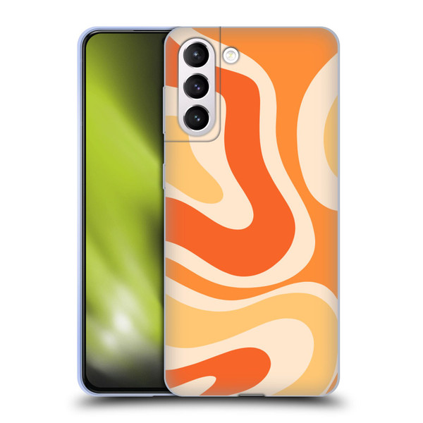 Kierkegaard Design Studio Retro Abstract Patterns Modern Orange Tangerine Swirl Soft Gel Case for Samsung Galaxy S21+ 5G