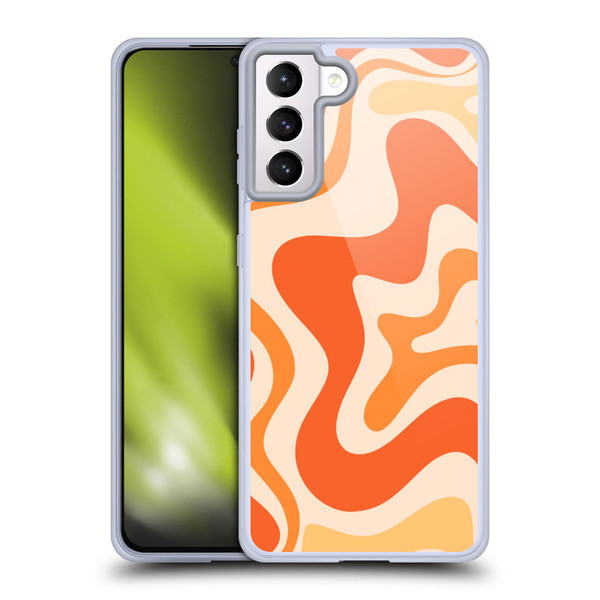 Kierkegaard Design Studio Retro Abstract Patterns Tangerine Orange Tone Soft Gel Case for Samsung Galaxy S21+ 5G