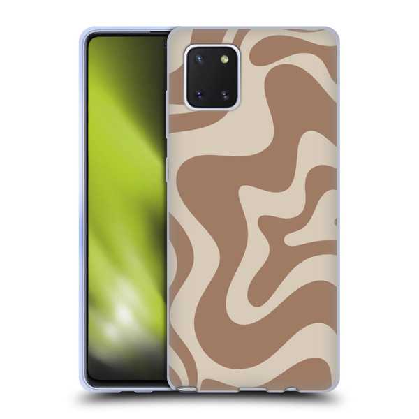 Kierkegaard Design Studio Retro Abstract Patterns Milk Brown Beige Swirl Soft Gel Case for Samsung Galaxy Note10 Lite