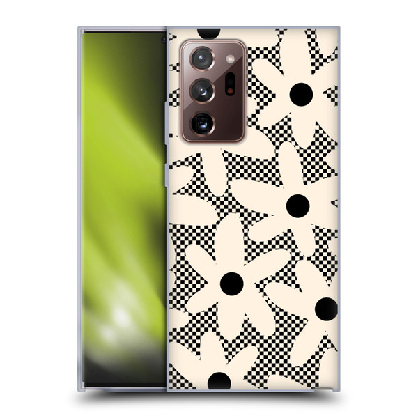 Kierkegaard Design Studio Retro Abstract Patterns Daisy Black Cream Dots Check Soft Gel Case for Samsung Galaxy Note20 Ultra / 5G