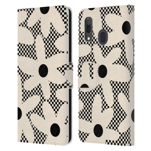 Kierkegaard Design Studio Retro Abstract Patterns Daisy Black Cream Dots Check Leather Book Wallet Case Cover For Samsung Galaxy A33 5G (2022)