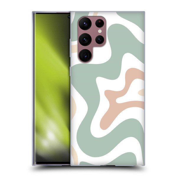 Kierkegaard Design Studio Retro Abstract Patterns Celadon Sage Swirl Soft Gel Case for Samsung Galaxy S22 Ultra 5G