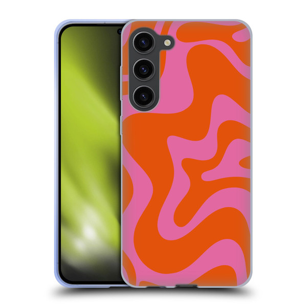 Kierkegaard Design Studio Retro Abstract Patterns Hot Pink Orange Swirl Soft Gel Case for Samsung Galaxy S23+ 5G