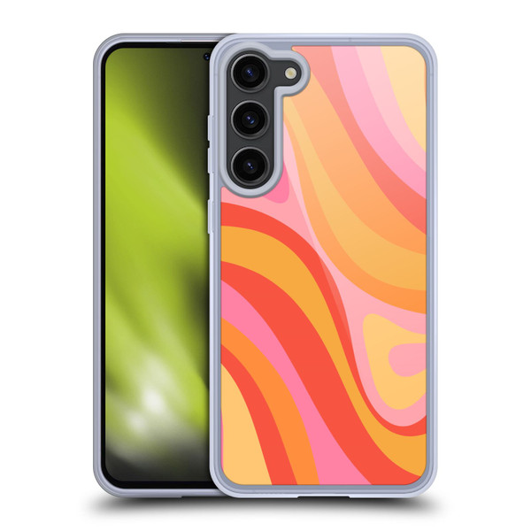 Kierkegaard Design Studio Retro Abstract Patterns Pink Orange Yellow Swirl Soft Gel Case for Samsung Galaxy S23+ 5G