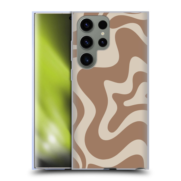 Kierkegaard Design Studio Retro Abstract Patterns Milk Brown Beige Swirl Soft Gel Case for Samsung Galaxy S23 Ultra 5G