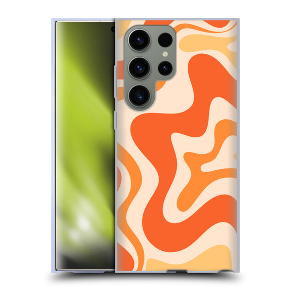 Kierkegaard Design Studio Retro Abstract Patterns Tangerine Orange Tone Soft Gel Case for Samsung Galaxy S23 Ultra 5G