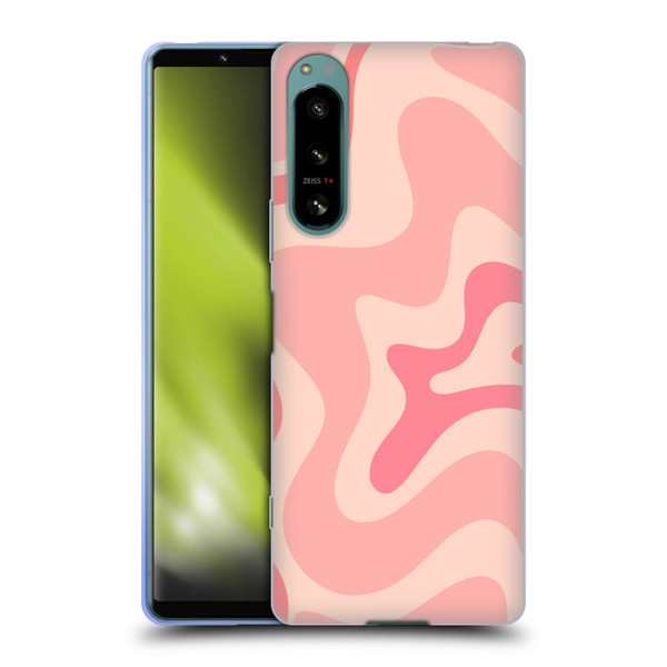 Kierkegaard Design Studio Retro Abstract Patterns Soft Pink Liquid Swirl Soft Gel Case for Sony Xperia 5 IV