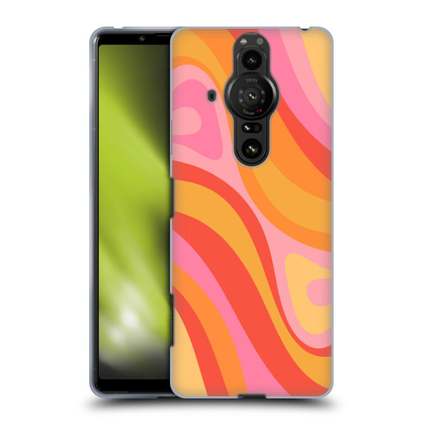 Kierkegaard Design Studio Retro Abstract Patterns Pink Orange Yellow Swirl Soft Gel Case for Sony Xperia Pro-I