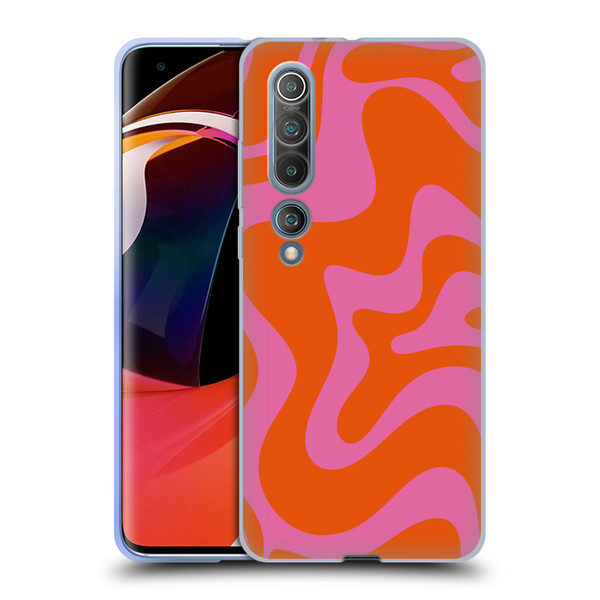 Kierkegaard Design Studio Retro Abstract Patterns Hot Pink Orange Swirl Soft Gel Case for Xiaomi Mi 10 5G / Mi 10 Pro 5G