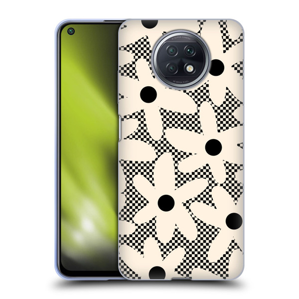 Kierkegaard Design Studio Retro Abstract Patterns Daisy Black Cream Dots Check Soft Gel Case for Xiaomi Redmi Note 9T 5G