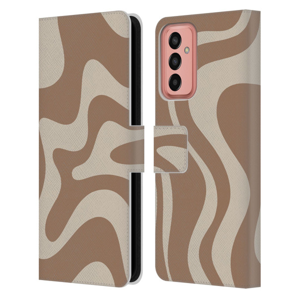 Kierkegaard Design Studio Retro Abstract Patterns Milk Brown Beige Swirl Leather Book Wallet Case Cover For Samsung Galaxy M13 (2022)