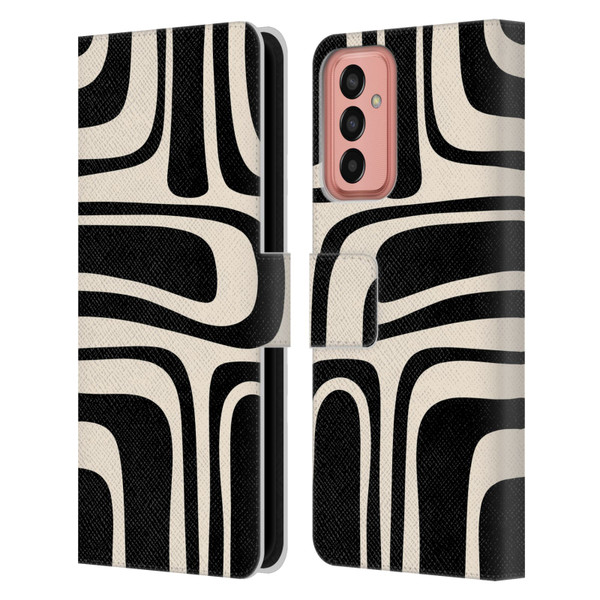 Kierkegaard Design Studio Retro Abstract Patterns Palm Springs Black Cream Leather Book Wallet Case Cover For Samsung Galaxy M13 (2022)