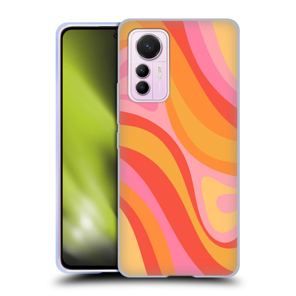 Kierkegaard Design Studio Retro Abstract Patterns Pink Orange Yellow Swirl Soft Gel Case for Xiaomi 12 Lite
