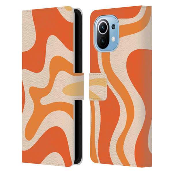 Kierkegaard Design Studio Retro Abstract Patterns Tangerine Orange Tone Leather Book Wallet Case Cover For Xiaomi Mi 11