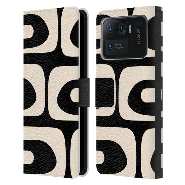 Kierkegaard Design Studio Retro Abstract Patterns Modern Piquet Black Cream Leather Book Wallet Case Cover For Xiaomi Mi 11 Ultra