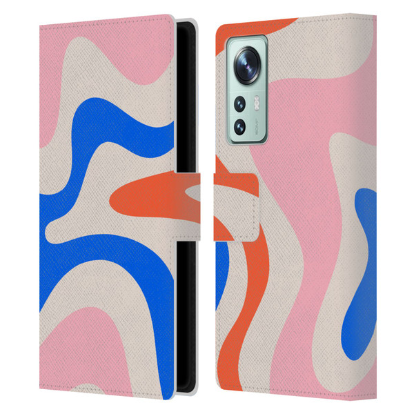 Kierkegaard Design Studio Retro Abstract Patterns Pink Blue Orange Swirl Leather Book Wallet Case Cover For Xiaomi 12