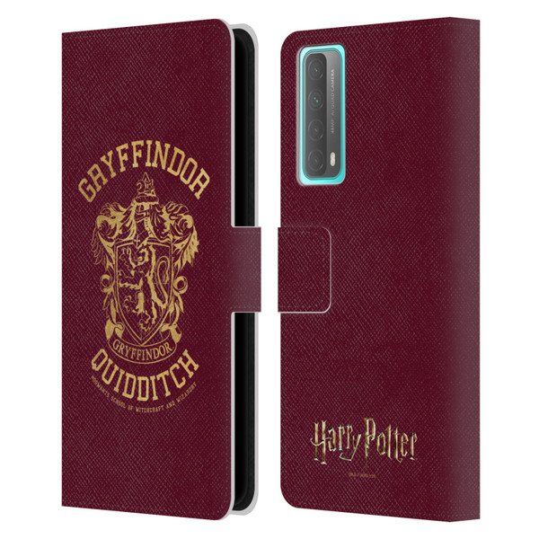 Harry Potter Deathly Hallows X Gryffindor Quidditch Leather Book Wallet Case Cover For Huawei P Smart (2021)