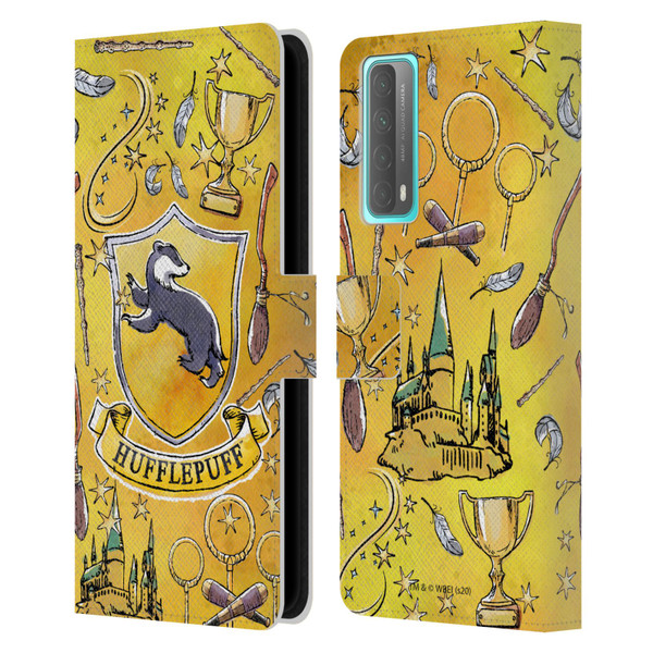 Harry Potter Deathly Hallows XIII Hufflepuff Pattern Leather Book Wallet Case Cover For Huawei P Smart (2021)